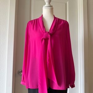 Juicy Couture Hot Pink Tie-Neck Blouse